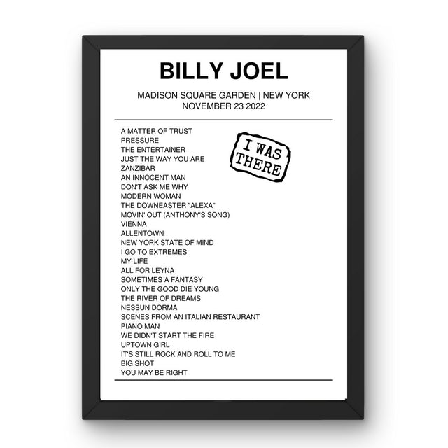 Billy Joel November 23, 2022 Madison Square Garden New York Setlist Poster - Setlist