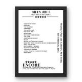 Billy Joel October 21, 2015 Madison Square Garden New York Setlist Poster - Setlist