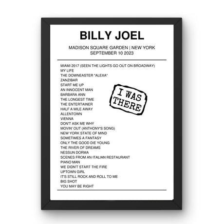 Billy Joel September 10, 2023 Madison Square Garden New York Setlist Poster - Setlist