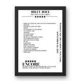 Billy Joel September 26, 2015 Madison Square Garden New York Setlist Poster - Setlist