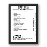 Billy Joel September 27, 2019 Madison Square Garden New York Setlist Poster - Setlist