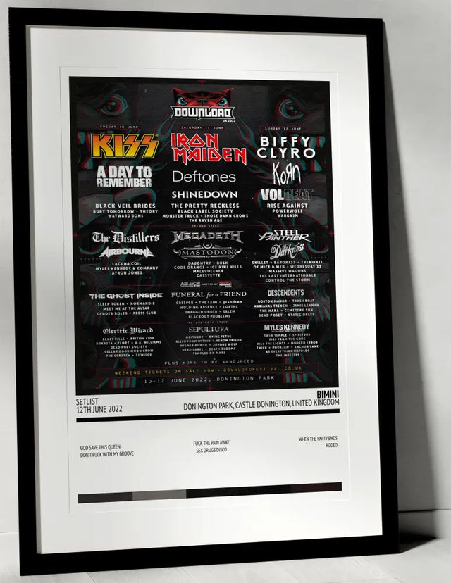 Bimini Donington Park Castle Donington 12th June 2022 - Setlist Tour Poster - Setlist