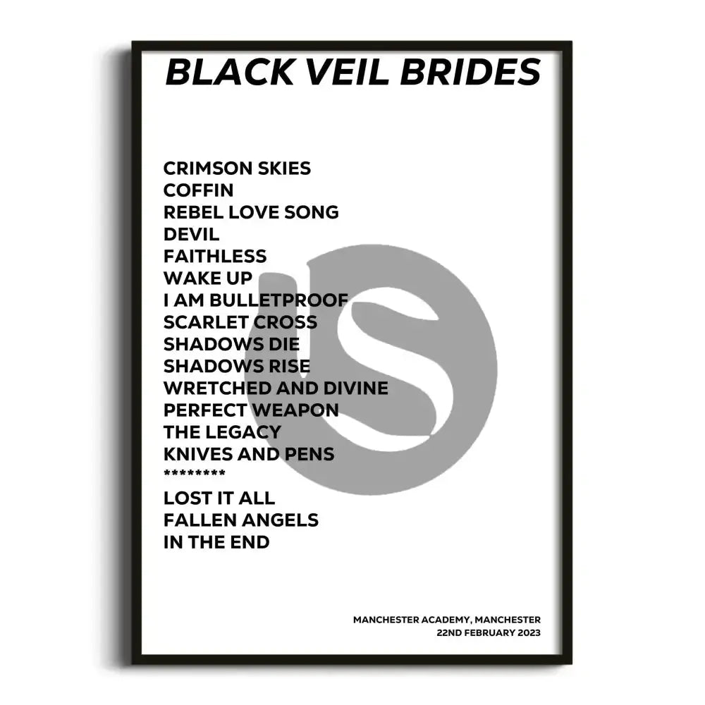 Black Veil Brides Manchester 22nd February 2023 - Gig Setlist - Setlist