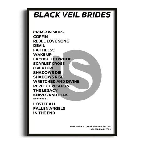 Black Veil Brides Newcastle upon Tyne 19th February 2023 - Gig Setlist - Setlist