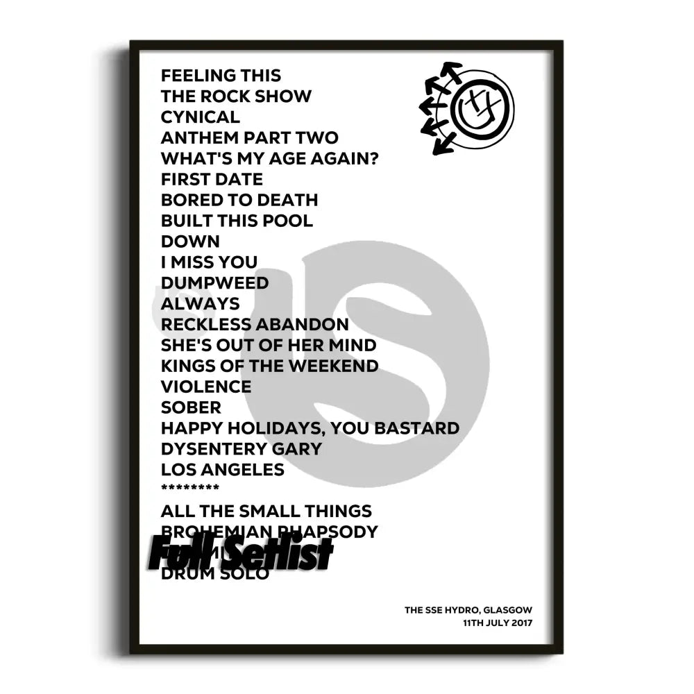 Blink‐182 California Tour Posters Setlists