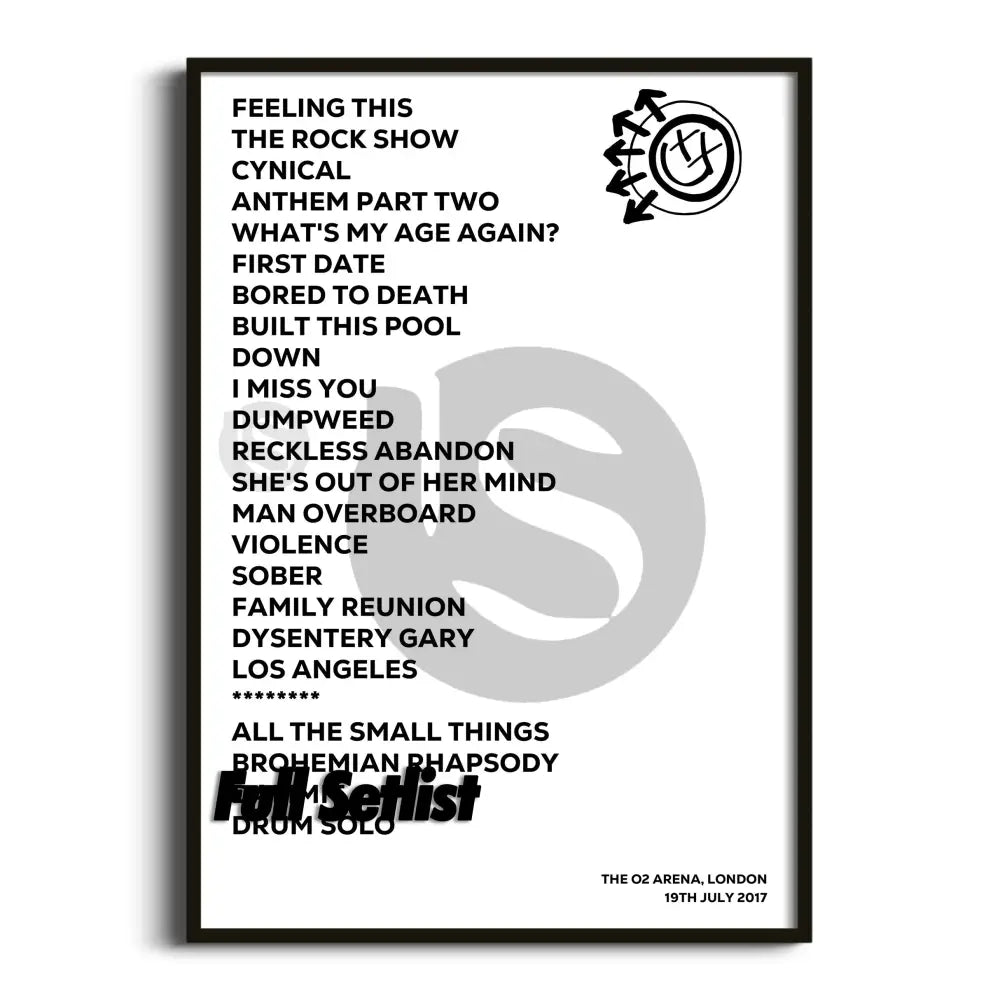 Blink‐182 California Tour Posters Setlists