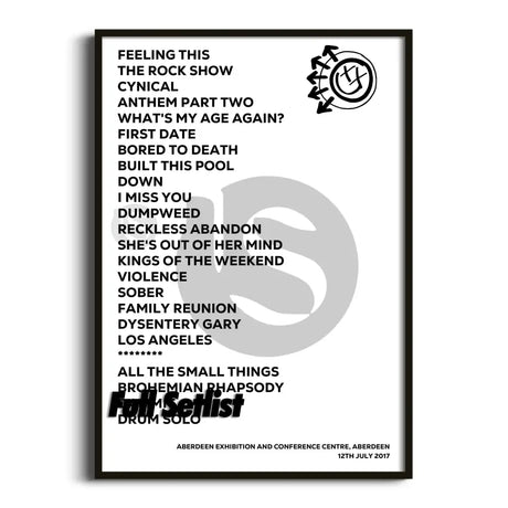 Blink‐182 California Tour Posters Setlists