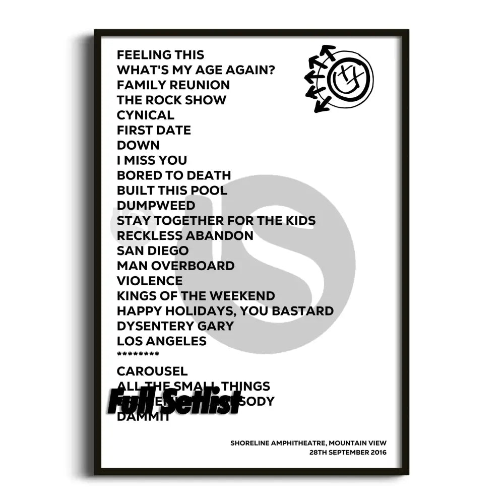 Blink‐182 California Tour Posters Setlists