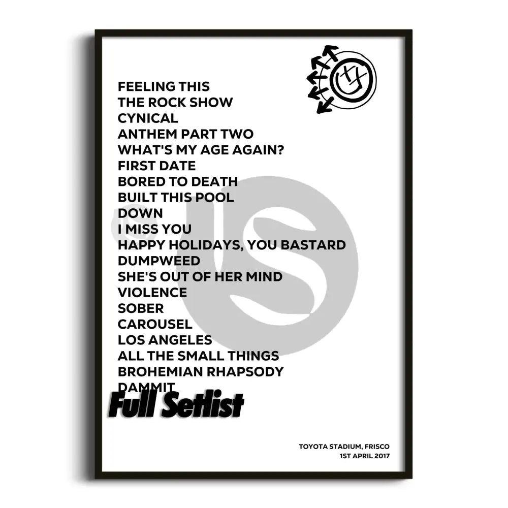 Blink‐182 California Tour Posters Setlists