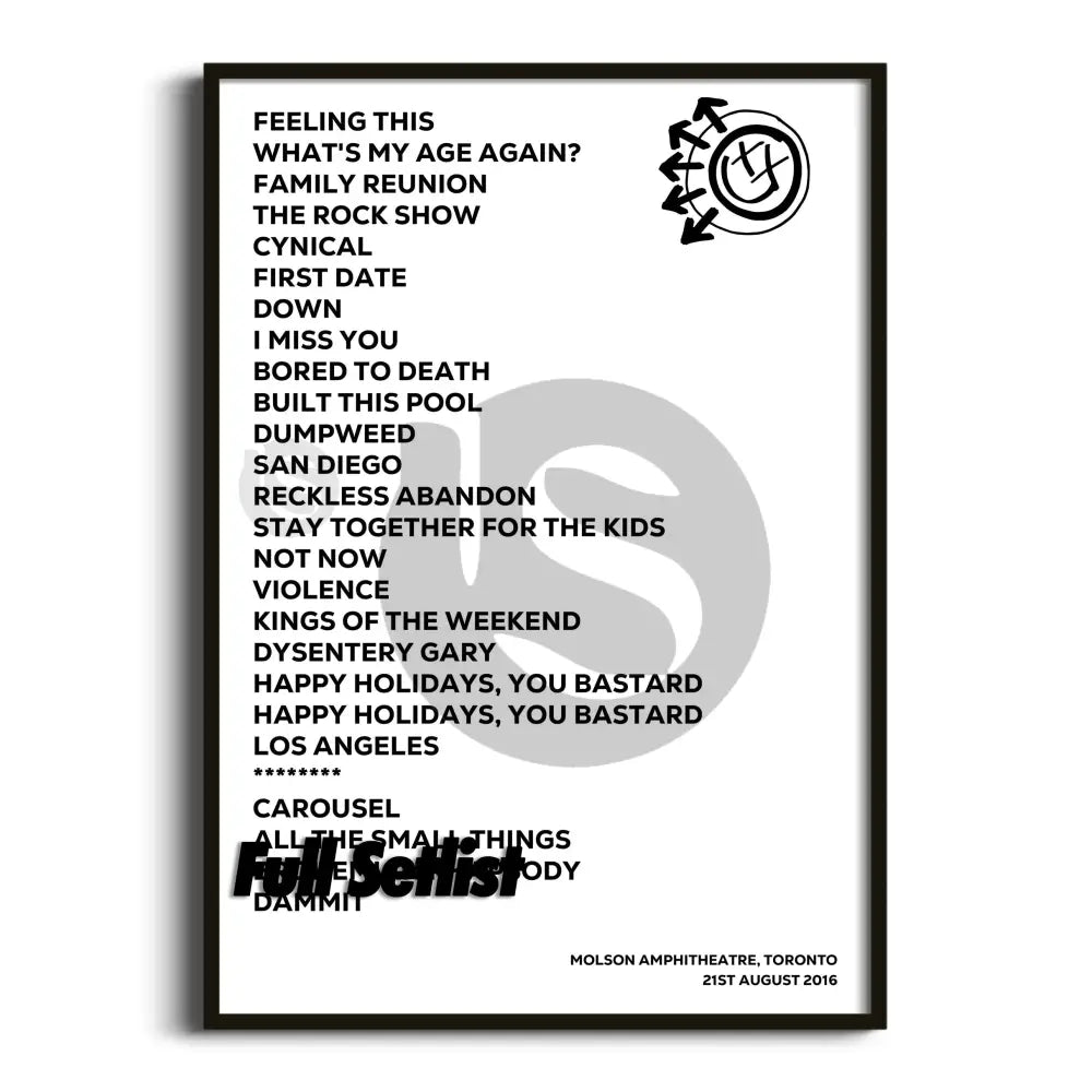 Blink‐182 California Tour Posters Setlists