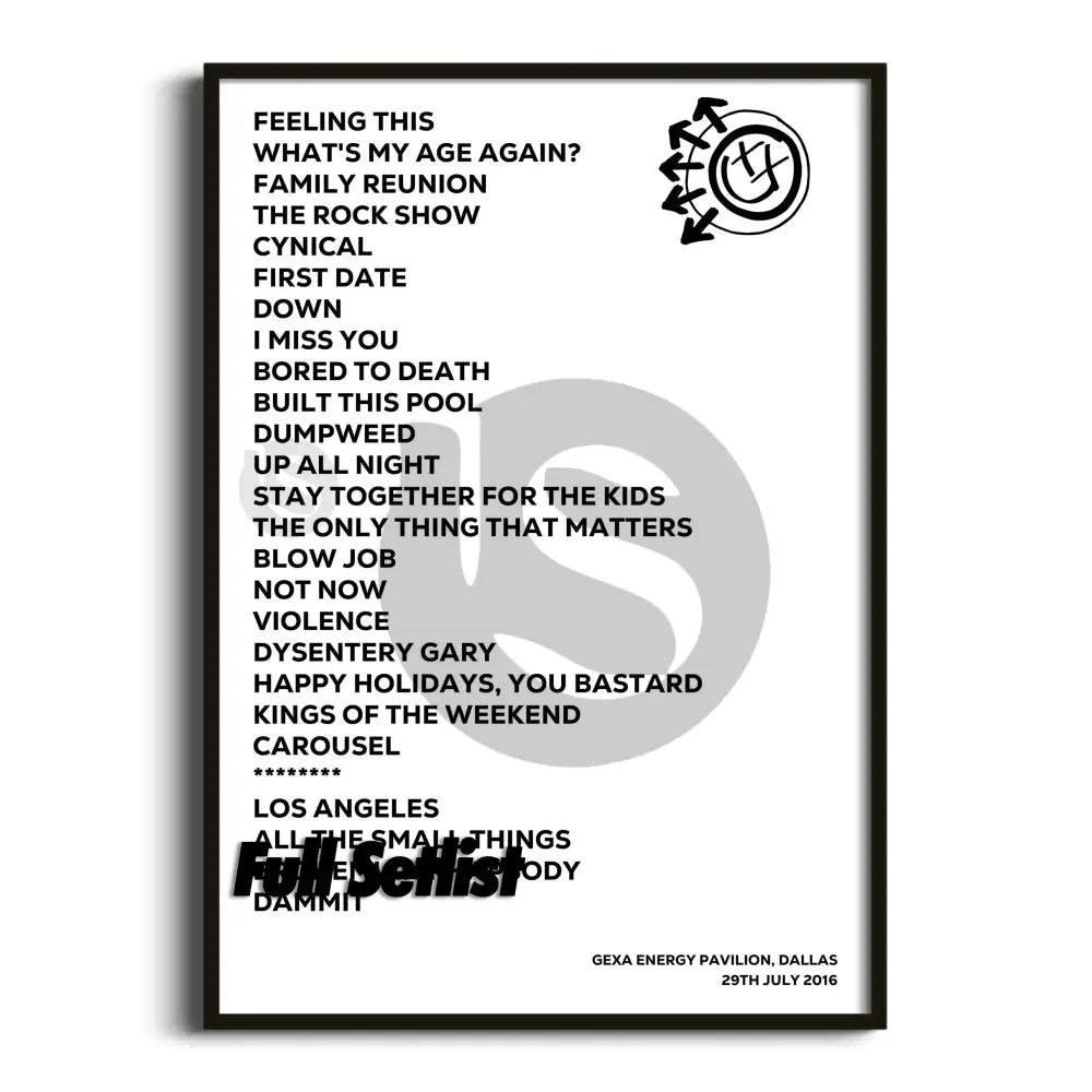 Blink‐182 California Tour Posters Setlists