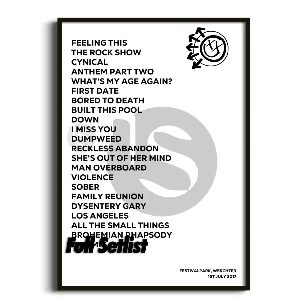 Blink‐182 California Tour Posters Setlists