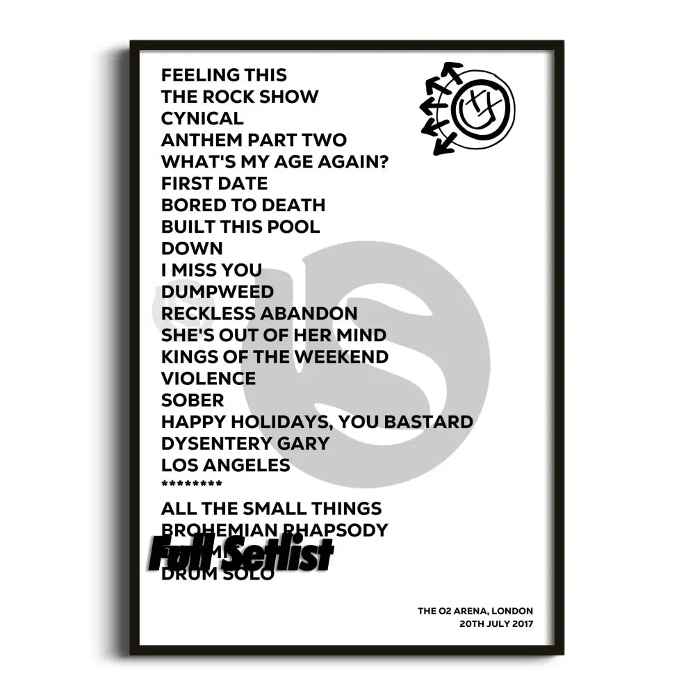 Blink‐182 California Tour Posters Setlists