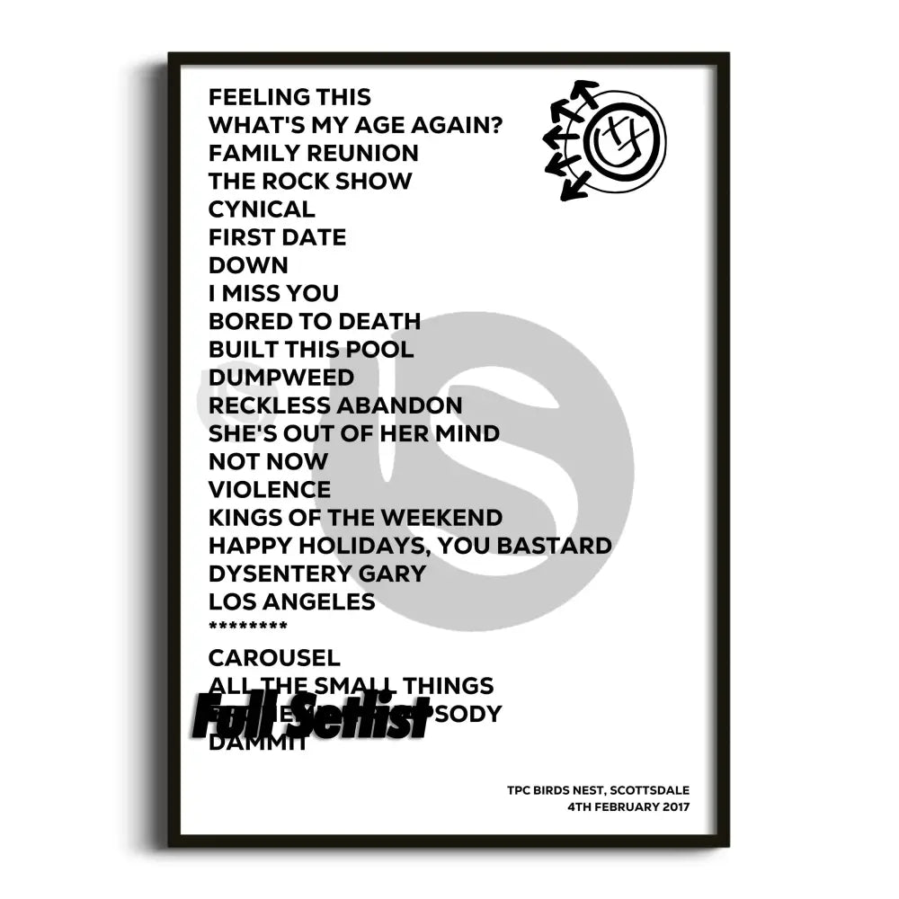 Blink‐182 California Tour Posters Setlists