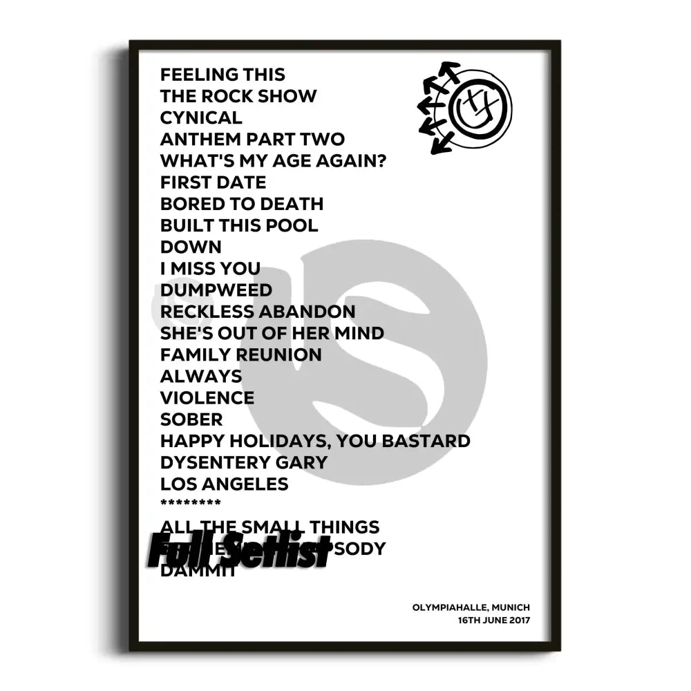 Blink‐182 California Tour Posters Setlists