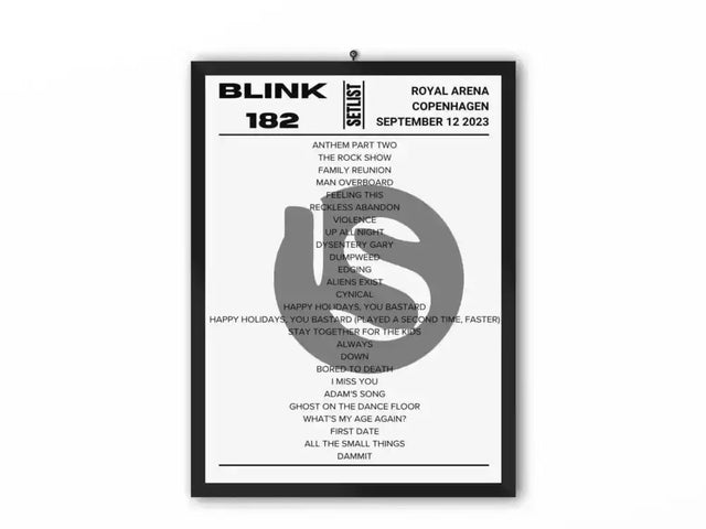 Blink 182 Copenhagen September 2023 Replica Setlist - Setlist