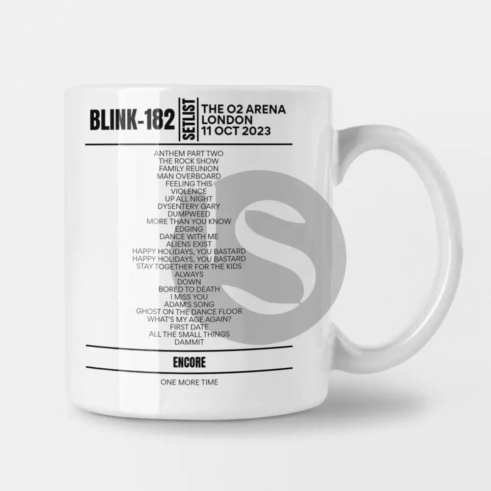 Blink 182 London October 2023 Night 1 Setlist Mug - Setlist