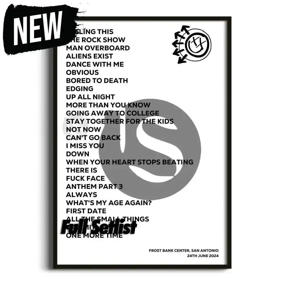 blink‐182 One More Time Tour Posters - Setlist