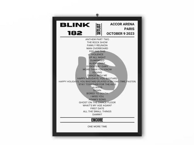 Blink 182 Paris October 2023 Replica Setlist - Setlist