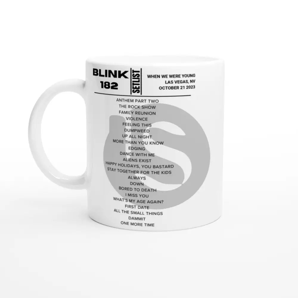 Blink 182 When We Were Young Festival Day 1 October 2023 Setlist Mug - Setlist