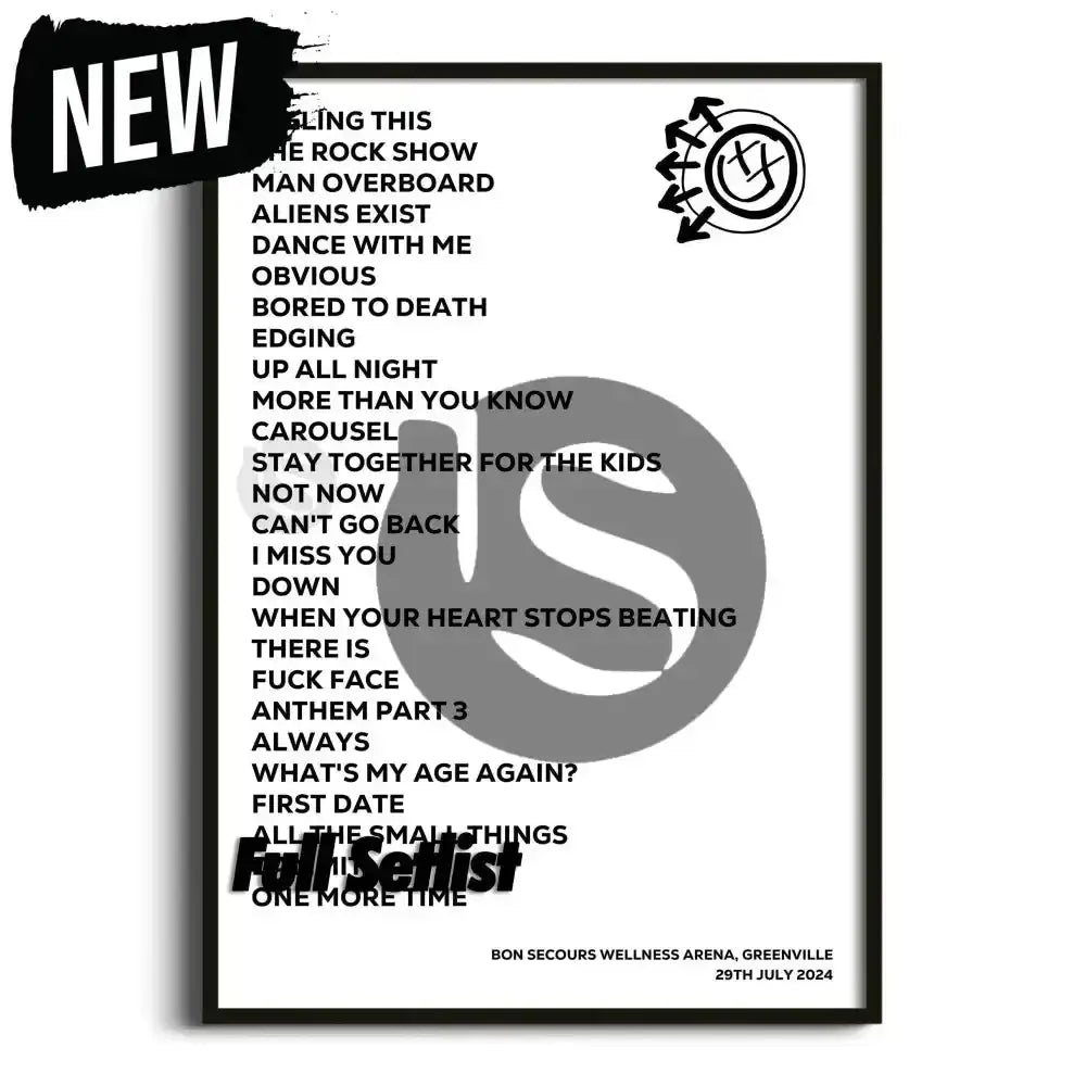 blink‐182 World Tour 2023/2024 Tour Posters - Setlist