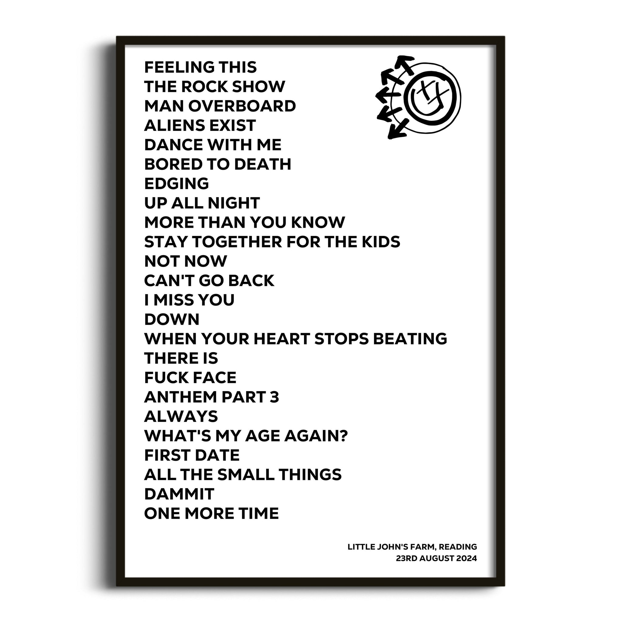 blink‐182 Reading 23rd August 2024 - Gig Setlist - Setlist