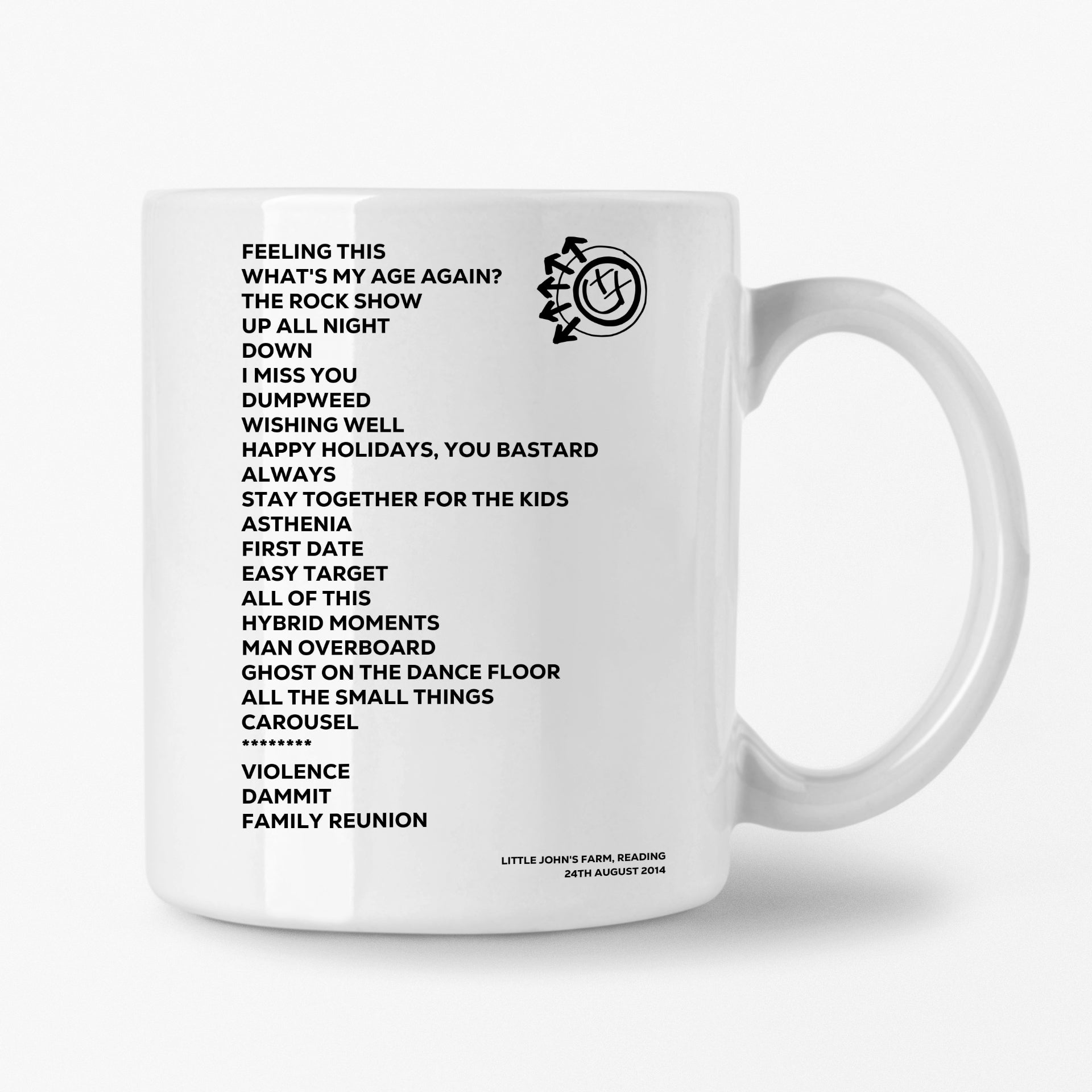 blink‐182 Reading 24th August 2014 Setlist Mug - Setlist