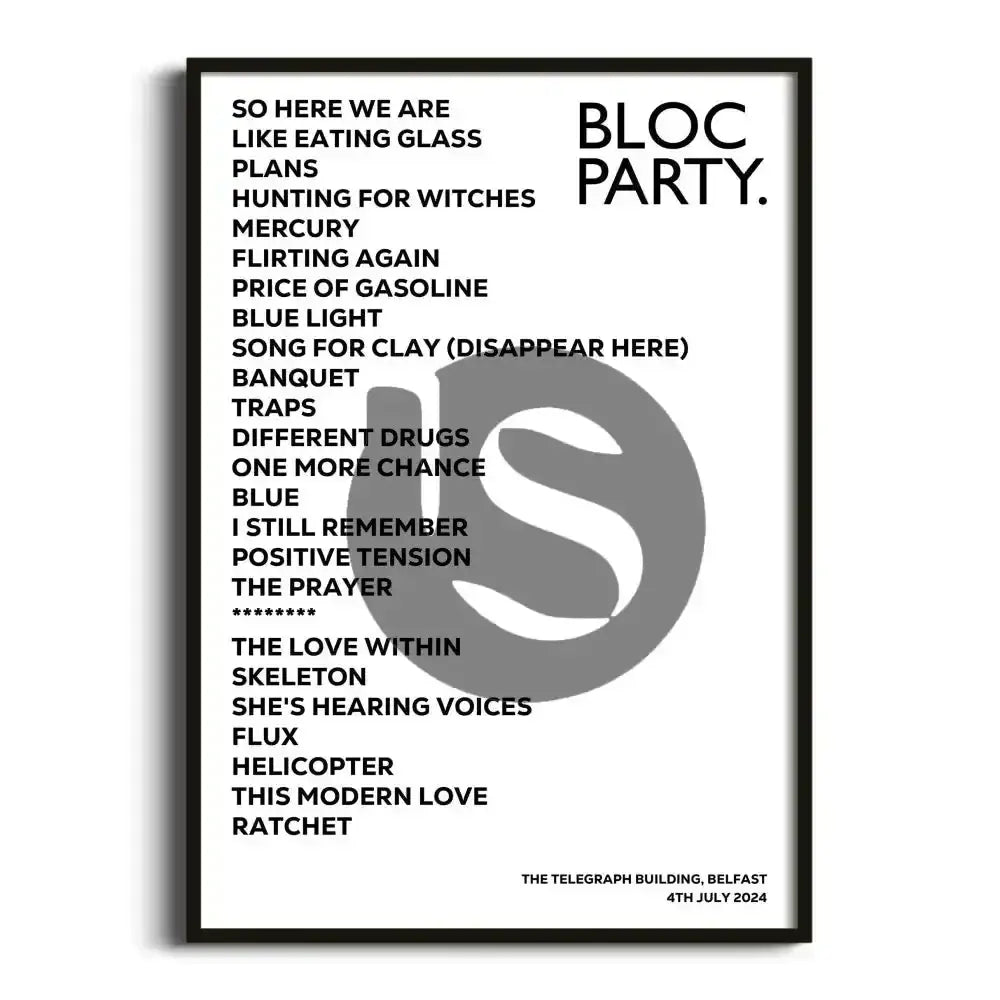 Bloc Party Belfast 4th July 2024 - Gig Setlist - Setlist