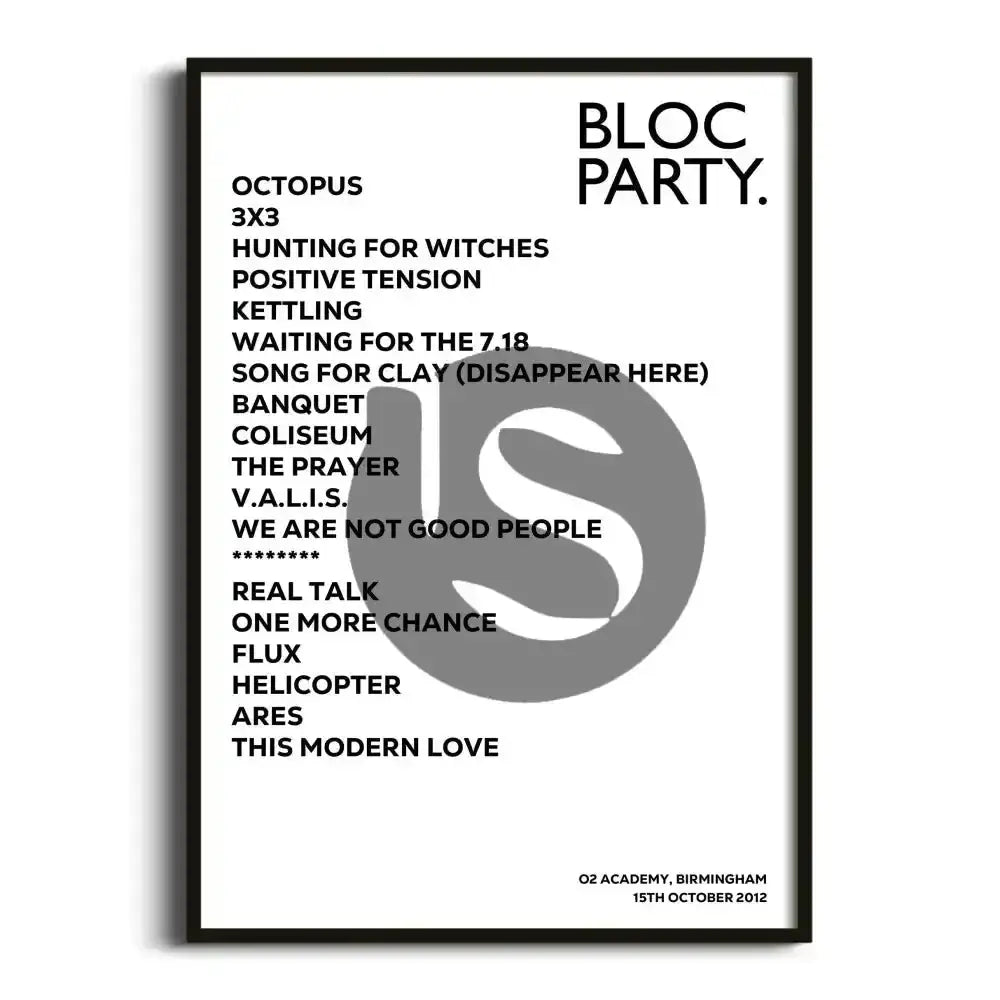 Bloc Party Birmingham 15th October 2012 - Gig Setlist - Setlist