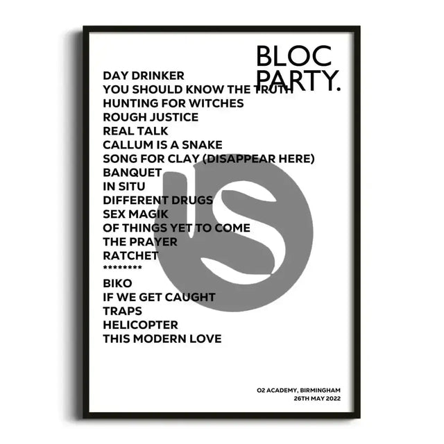 Bloc Party Birmingham 26th May 2022 - Gig Setlist - Setlist