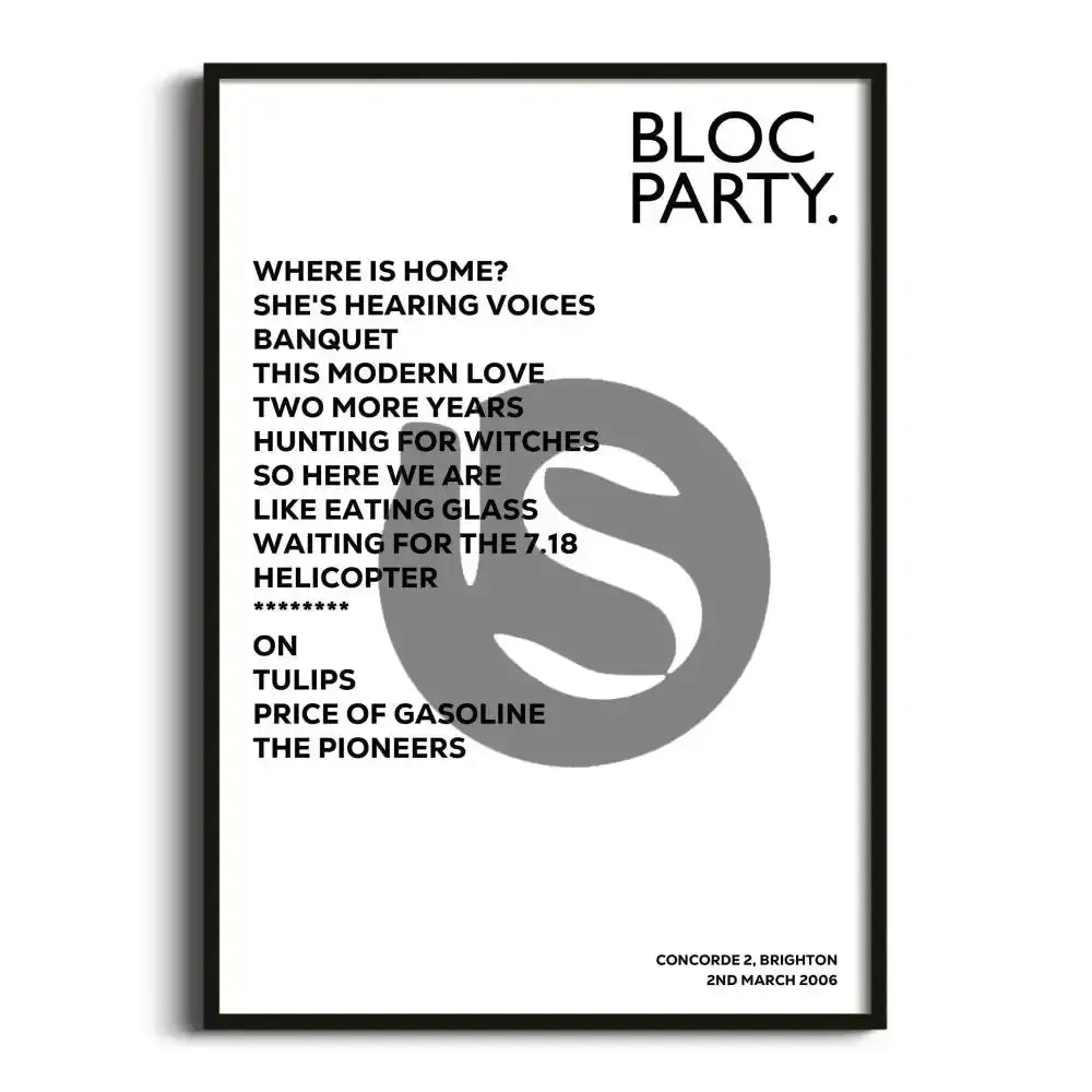 Bloc Party Brighton 2nd March 2006 - Gig Setlist - Setlist