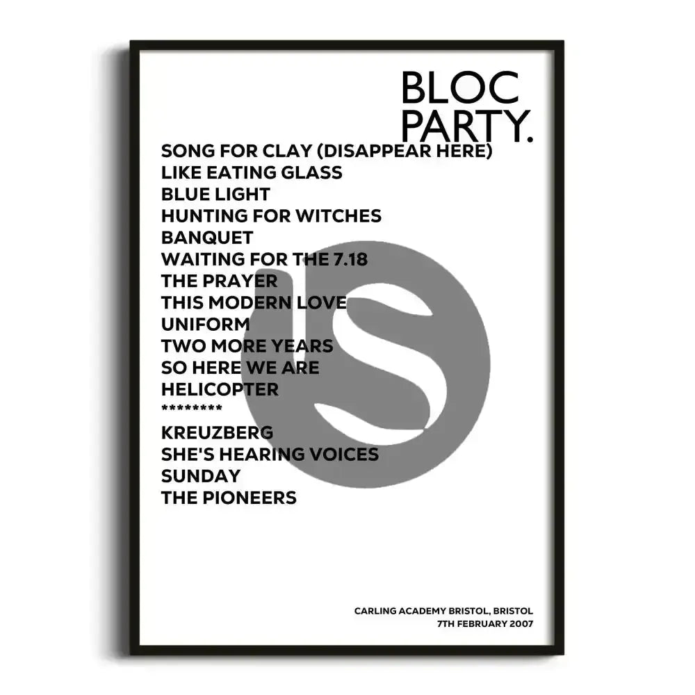 Bloc Party Bristol 7th February 2007 - Gig Setlist - Setlist