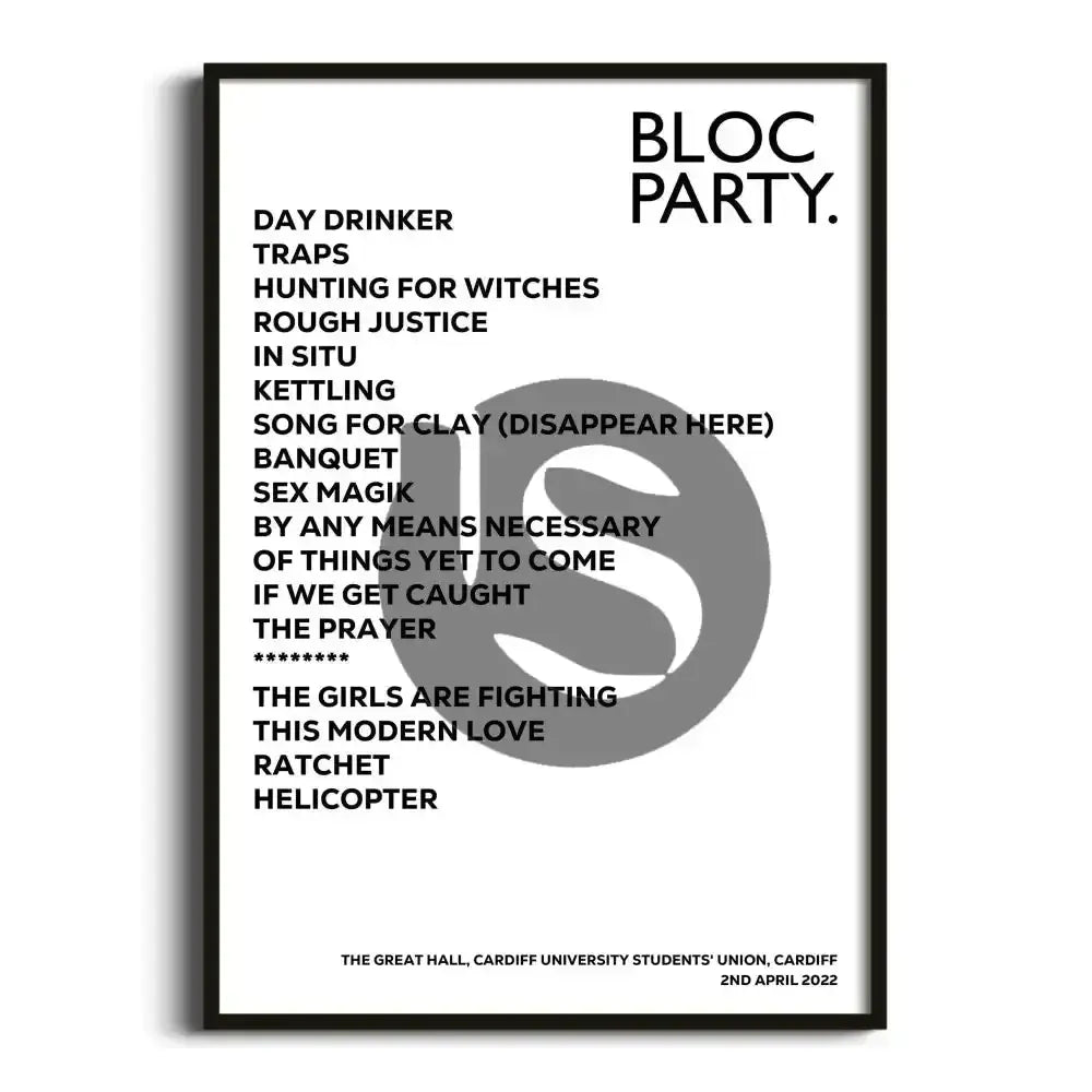 Bloc Party Cardiff 2nd April 2022 - Gig Setlist - Setlist