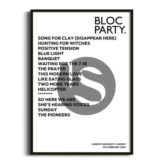 Bloc Party Cardiff 6th February 2007 - Gig Setlist - Setlist