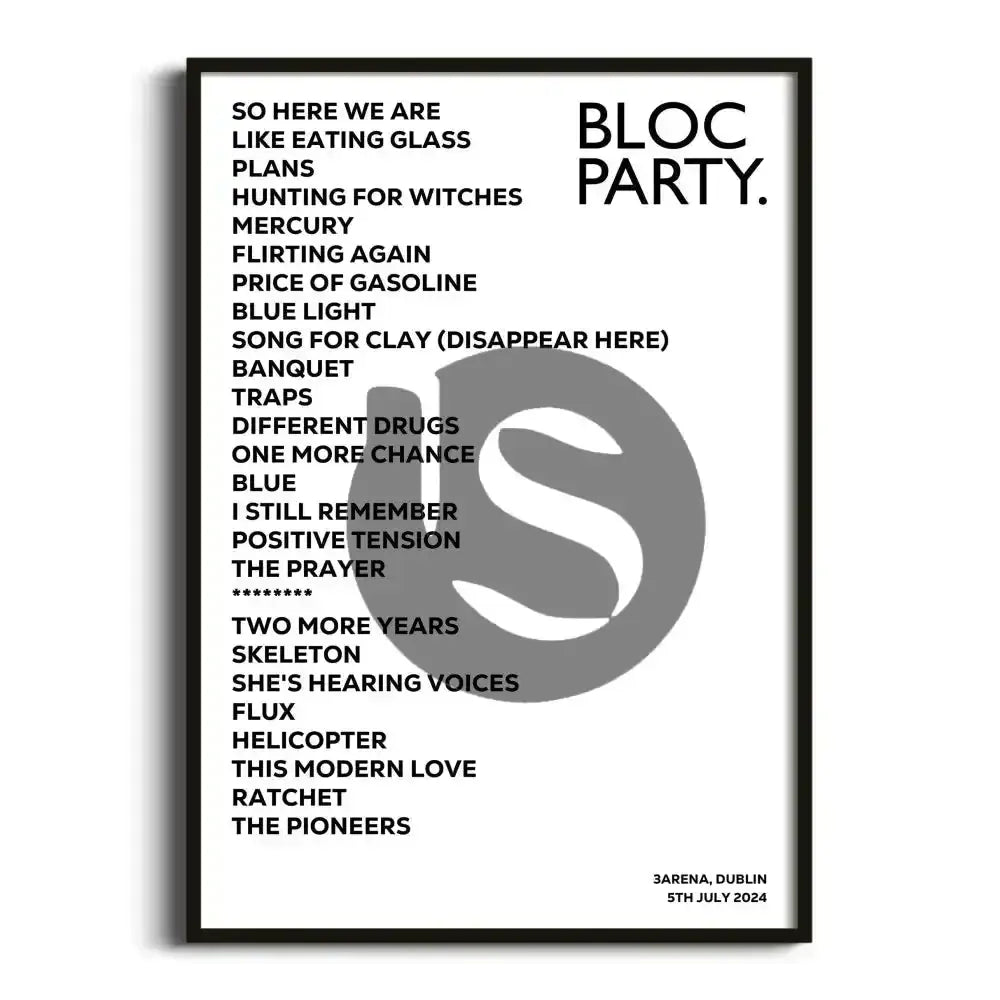 Bloc Party Dublin 5th July 2024 - Gig Setlist - Setlist