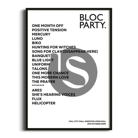 Bloc Party Kingston upon Hull 8th October 2009 - Gig Setlist - Setlist