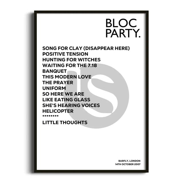 Bloc Party London 14th October 2007 - Gig Setlist - Setlist