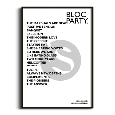 Bloc Party London 18th December 2005 - Gig Setlist - Setlist