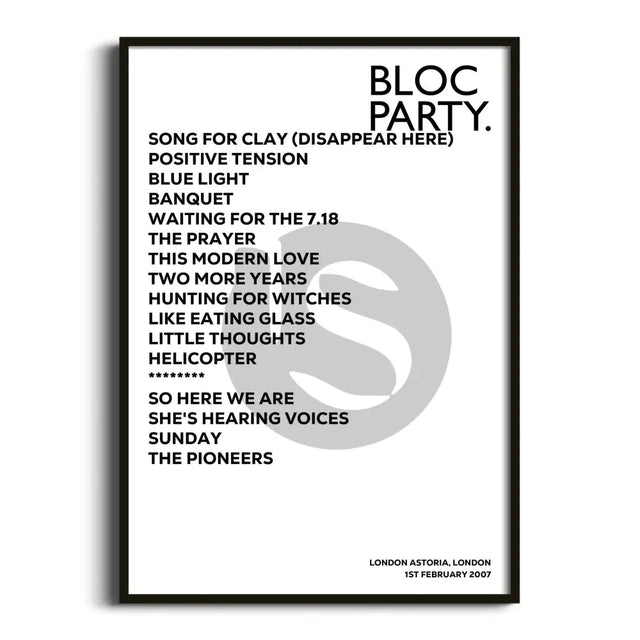 Bloc Party London 1st February 2007 - Gig Setlist - Setlist