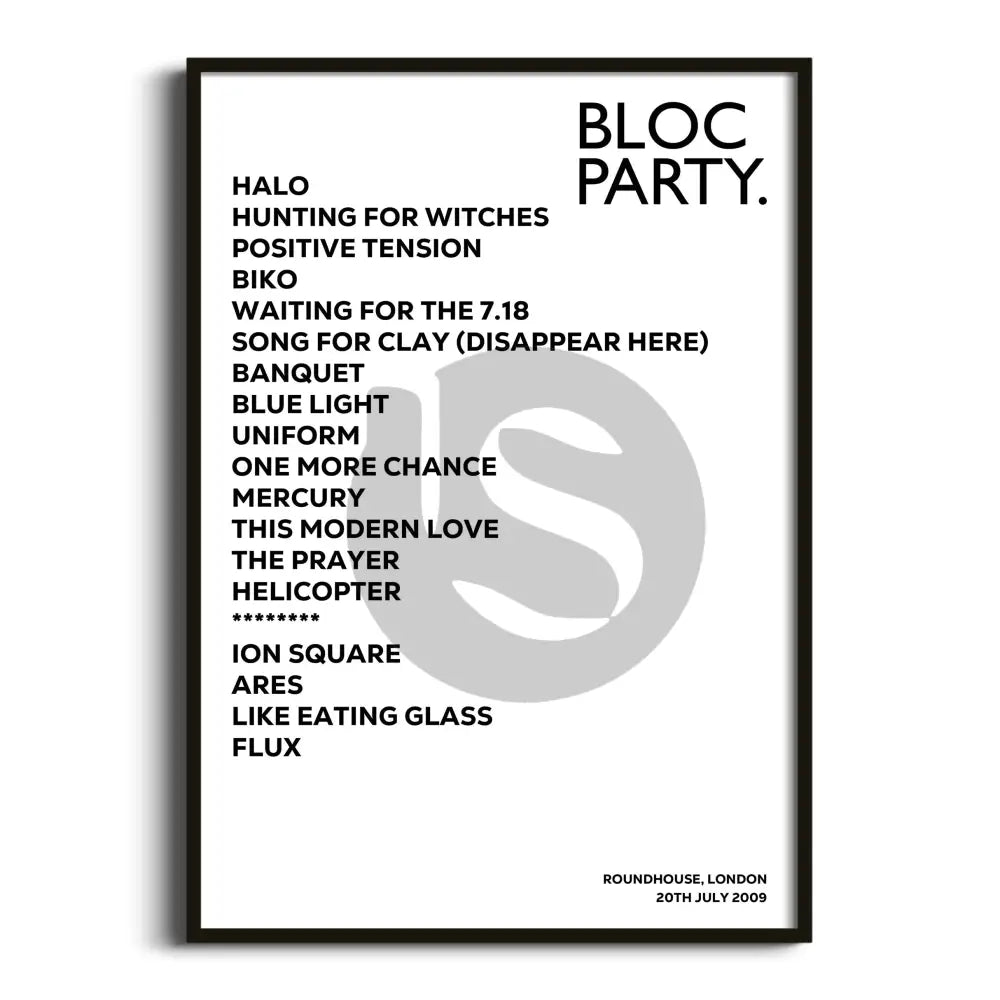 Bloc Party London 20th July 2009 - Gig Setlist - Setlist