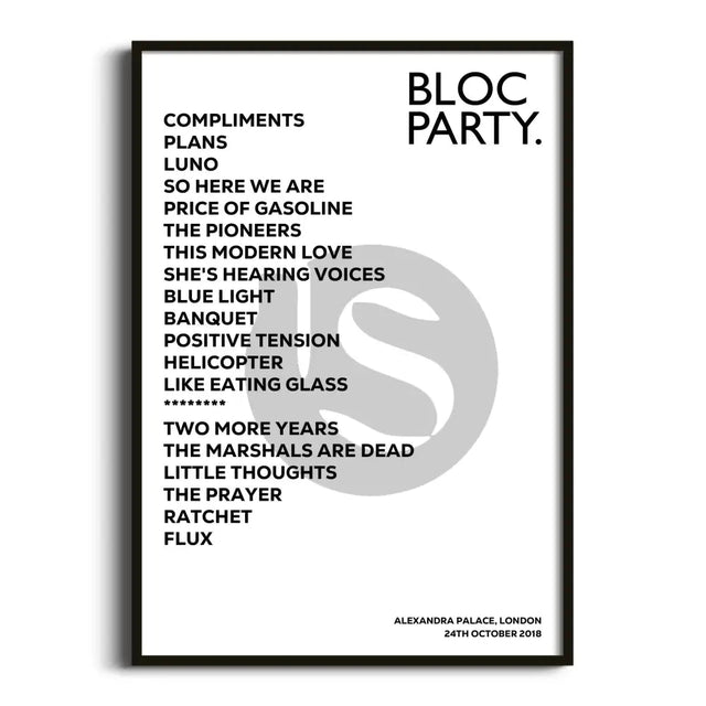 Bloc Party London 24th October 2018 - Gig Setlist - Setlist