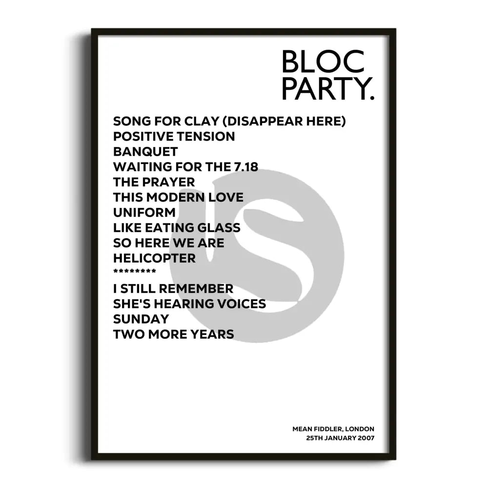 Bloc Party London 25th January 2007 - Gig Setlist - Setlist