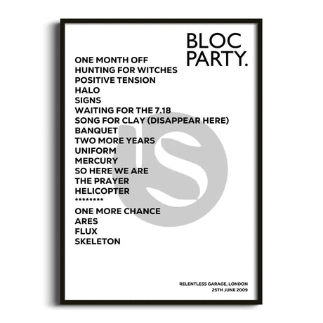 Bloc Party London 25th June 2009 - Gig Setlist - Setlist