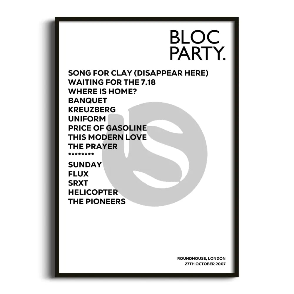 Bloc Party London 27th October 2007 - Gig Setlist - Setlist