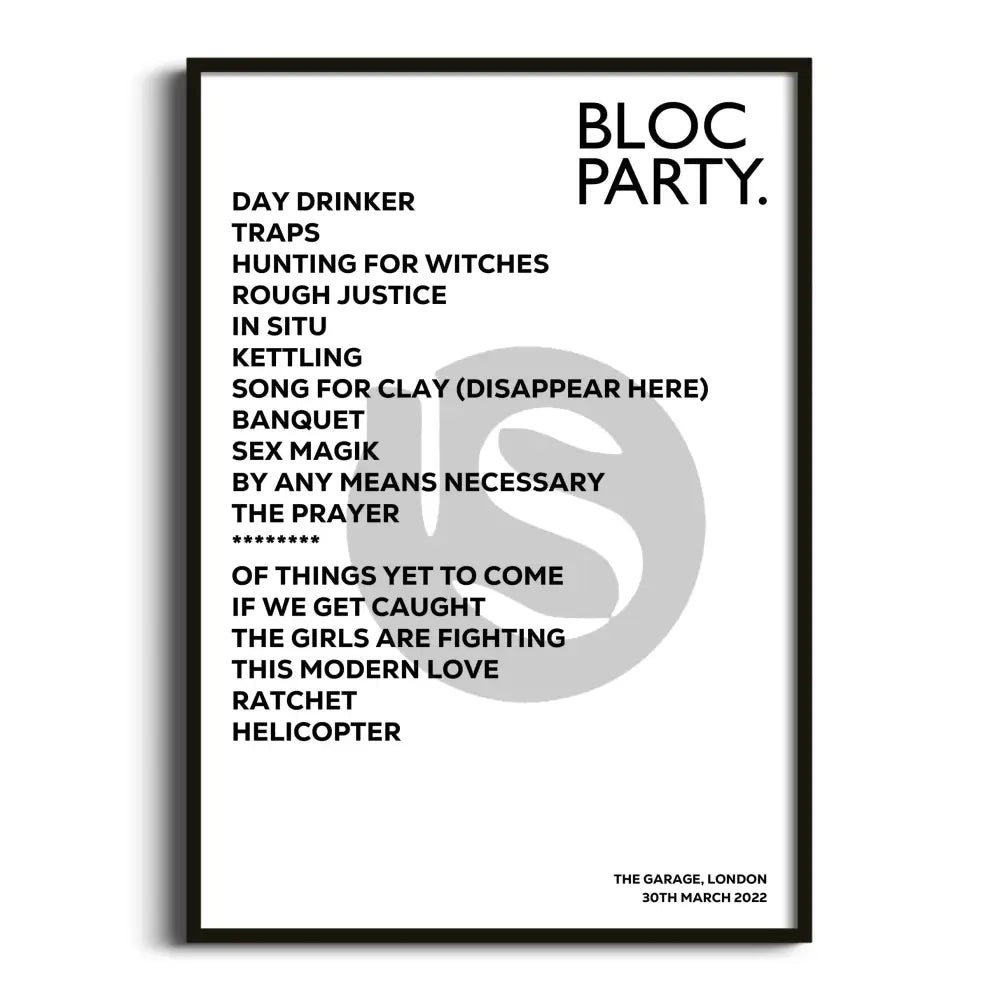 Bloc Party London 30th March 2022 - Gig Setlist - Setlist