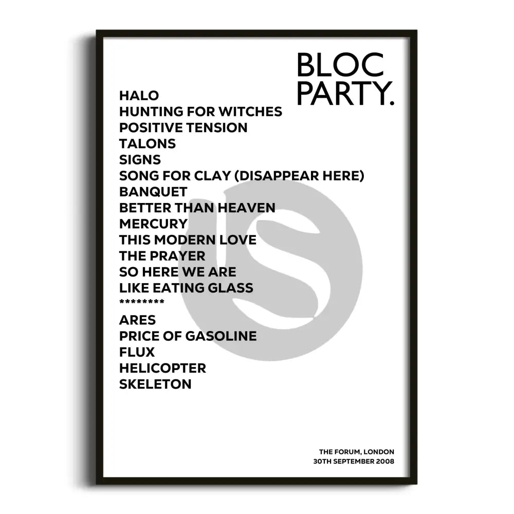 Bloc Party London 30th September 2008 - Gig Setlist - Setlist