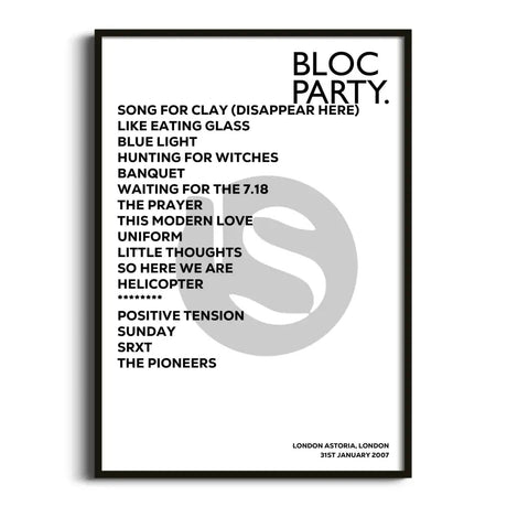 Bloc Party London 31st January 2007 - Gig Setlist - Setlist