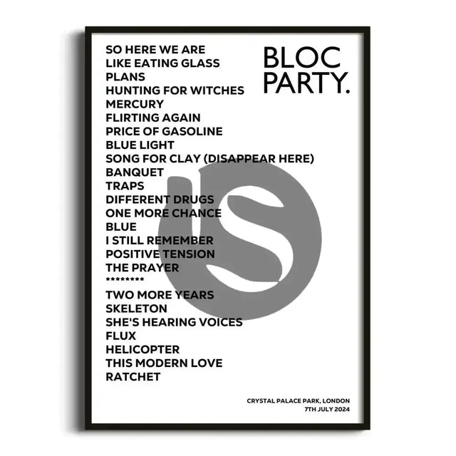 Bloc Party London 7th July 2024 - Gig Setlist - Setlist