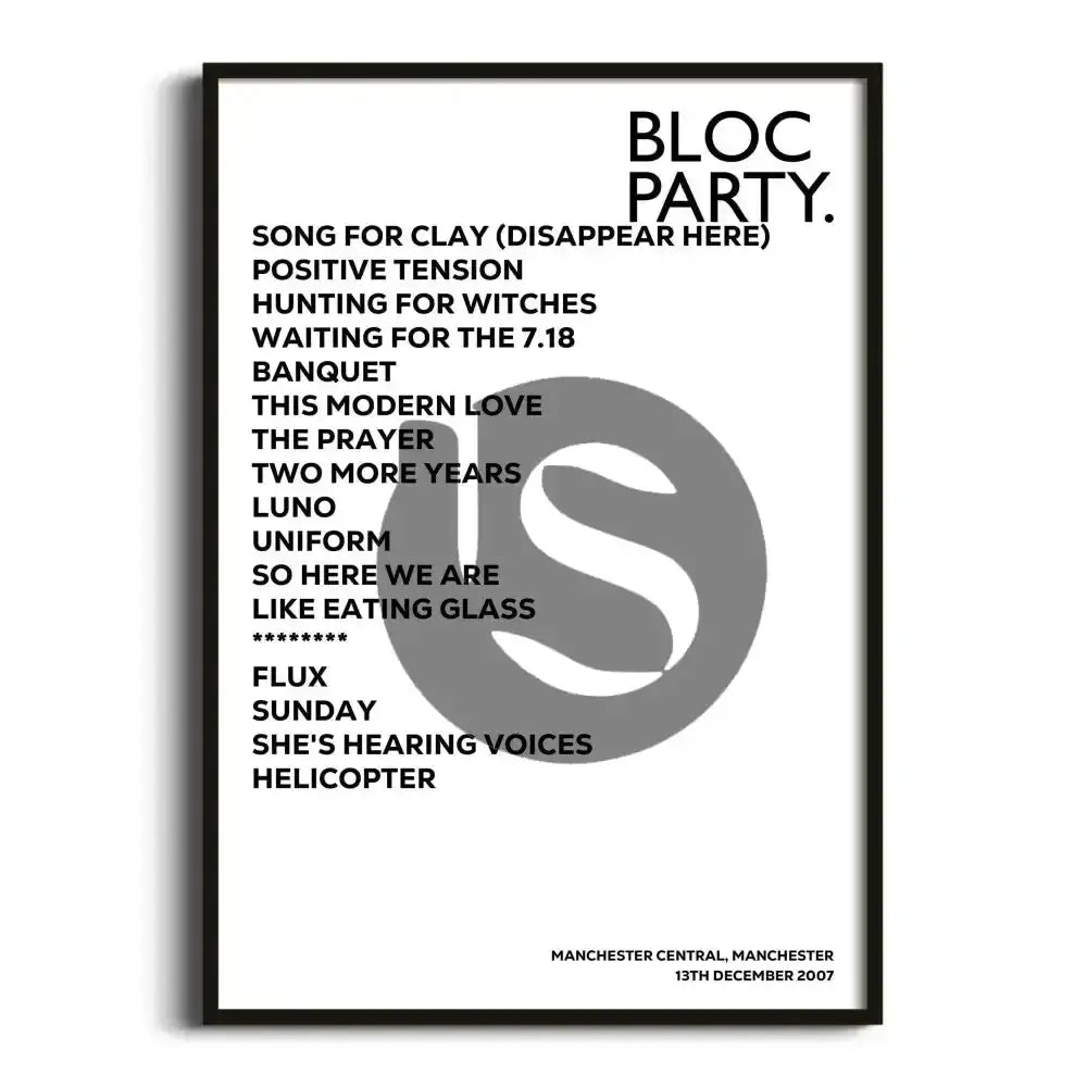 Bloc Party Manchester 13th December 2007 - Gig Setlist - Setlist