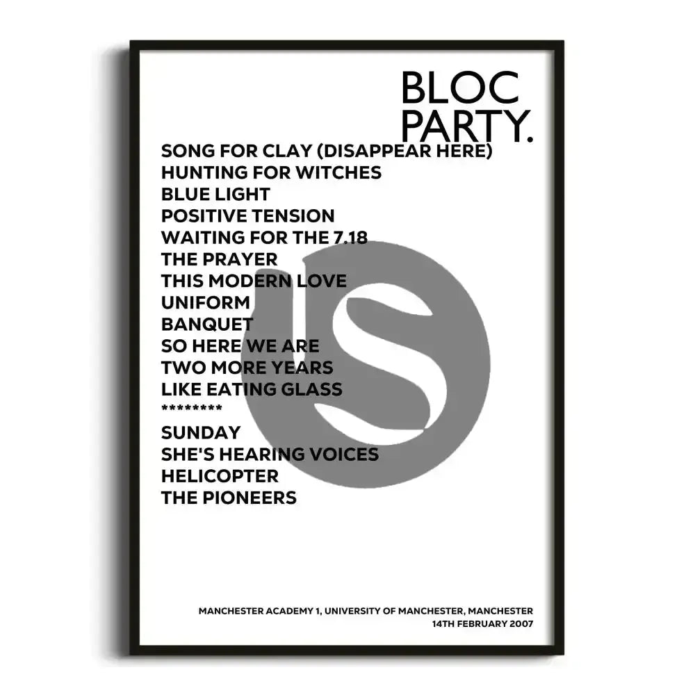 Bloc Party Manchester 14th February 2007 - Gig Setlist - Setlist